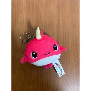 Moosh-Moosh Plush Narwal Keychain Hand Sanitizer Holder Pink Stuffed Animal